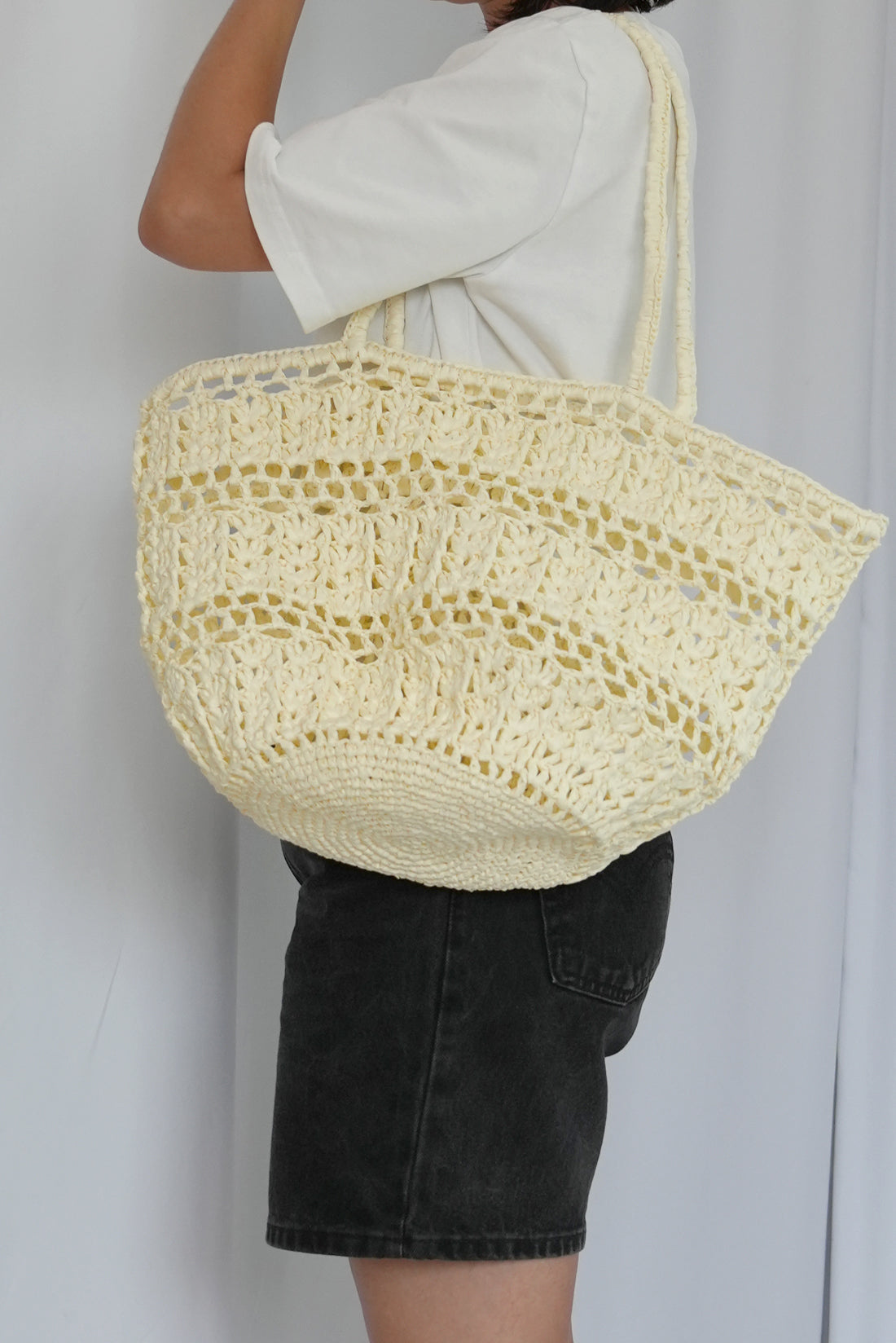 Duży Ażurowy Koszyk Raffia Basketbag