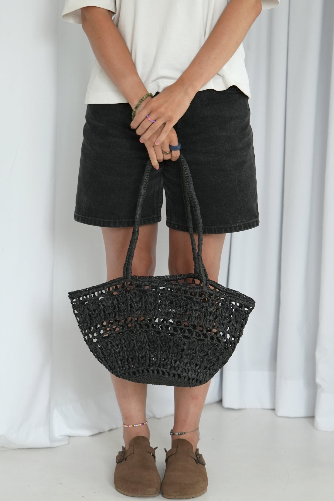 Duży Ażurowy Koszyk Raffia Basketbag