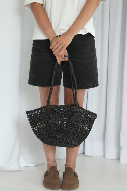 Duży Ażurowy Koszyk Raffia Basketbag