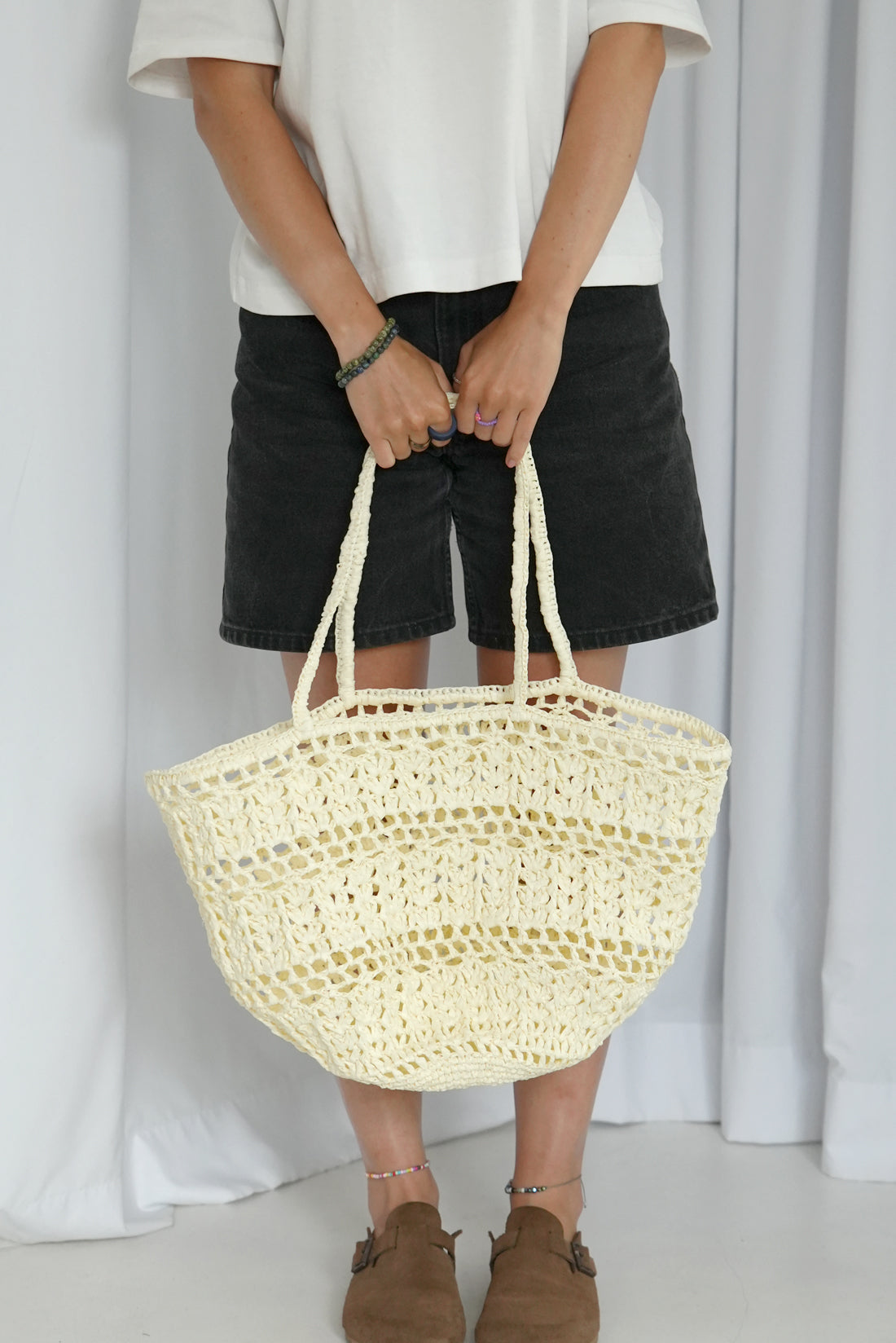 Duży Ażurowy Koszyk Raffia Basketbag