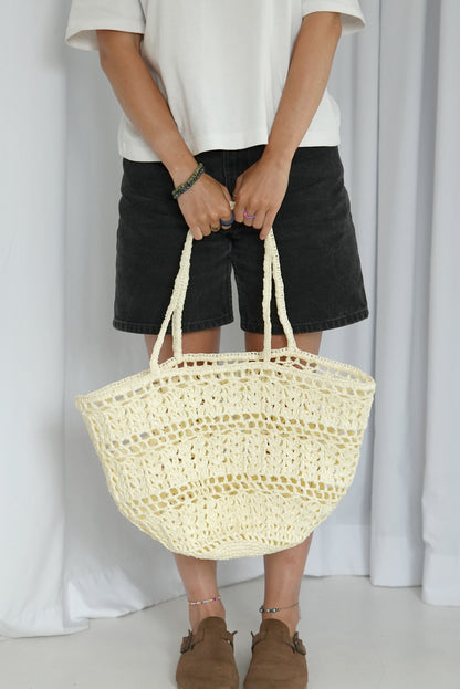 Duży Ażurowy Koszyk Raffia Basketbag